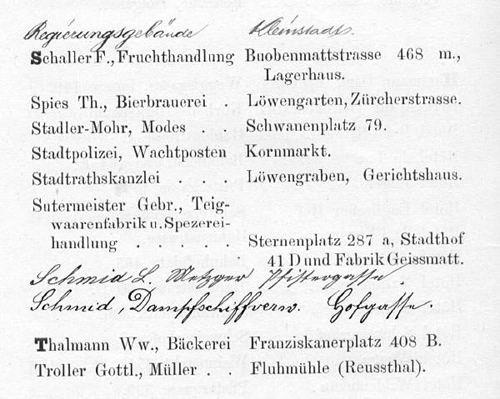 Abonnenten-Verzeichnis, datiert vom 1. August 1884 (= 2. Luzerner Telephonbuch)