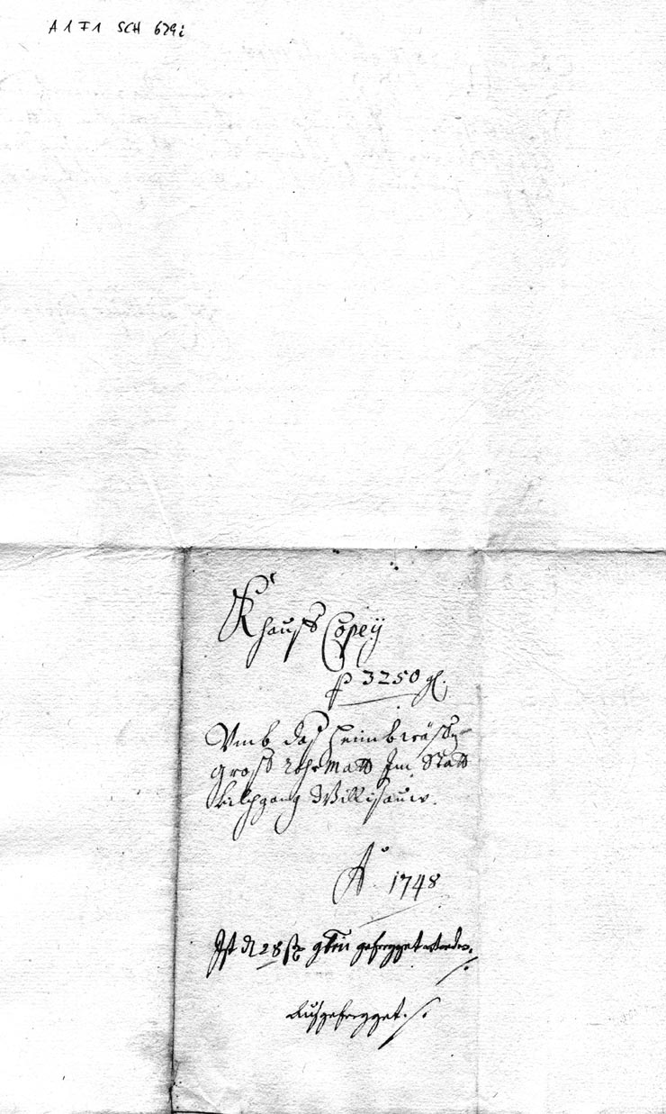 Kaufskopie für das Heimwesen Gross Rohrmatt in Willisau 1748 - Titel