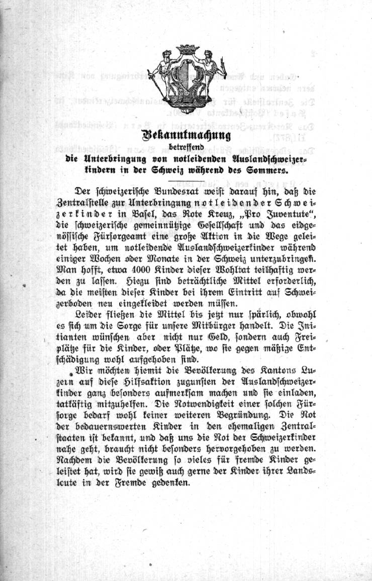 Rückwanderung von Auslandschweizern, 1919