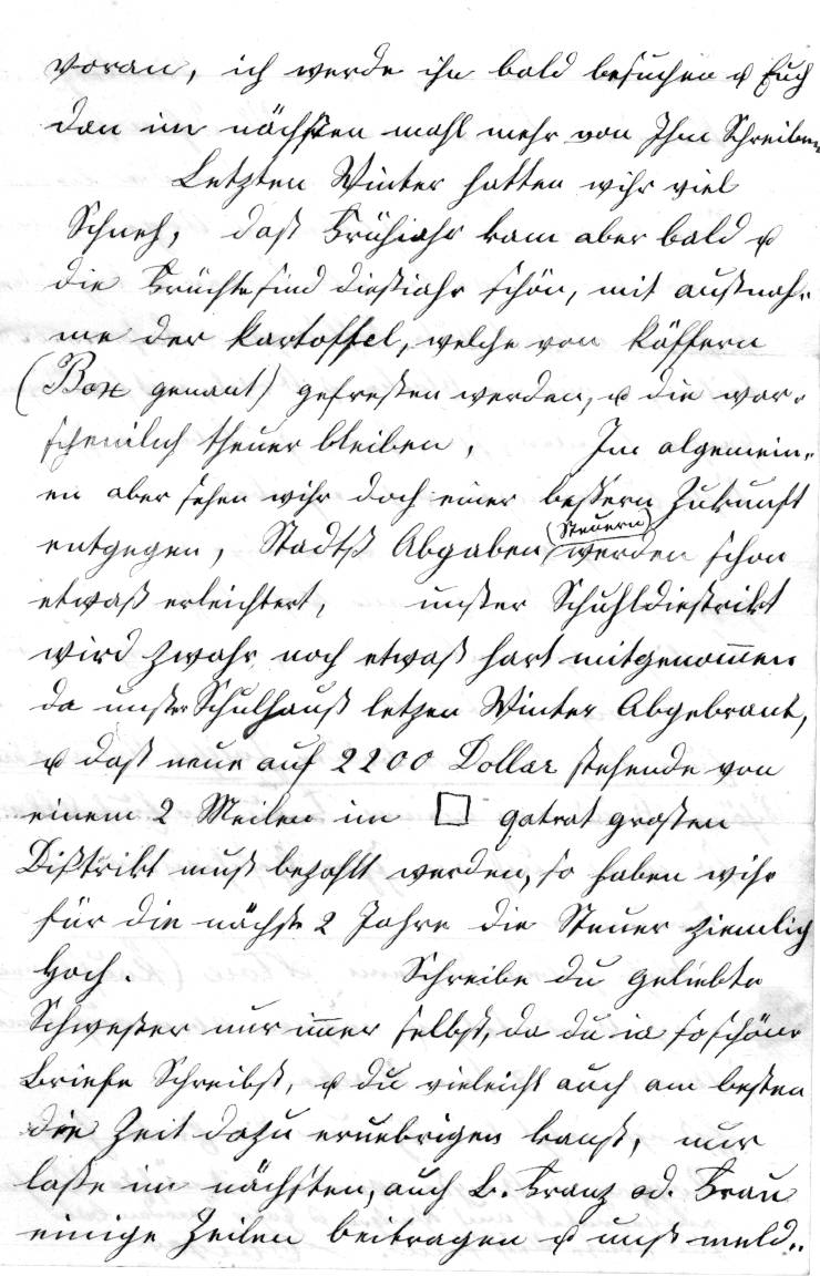 Brief des Luzerner Auswanderers Josef Unternährer an seine Geschwister 1871 - Seite 3