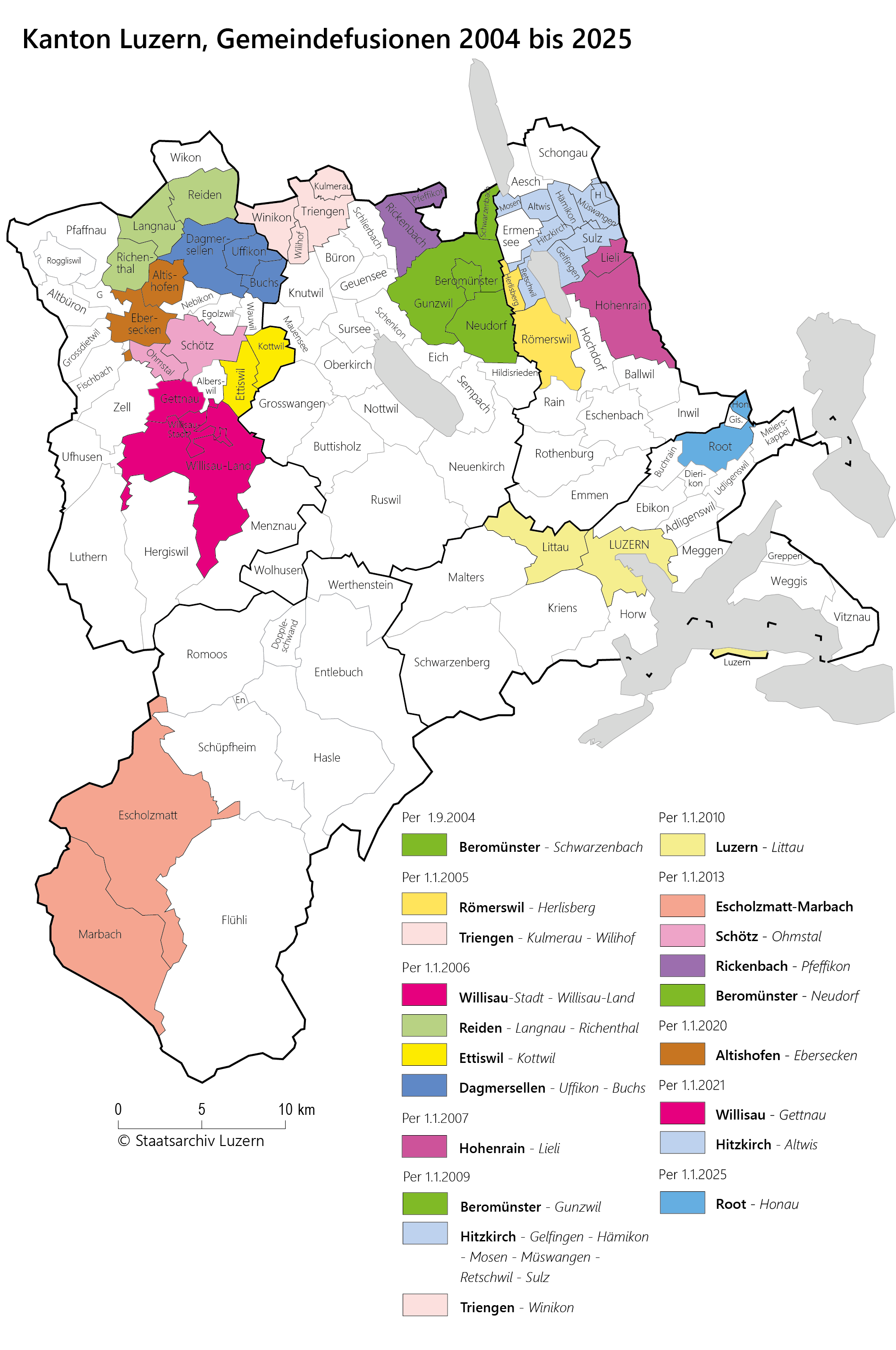 Luzern Gemeindefusionen bis 2025